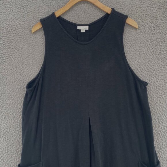 J Jill Dress Womens Large Black Modal Blend Swing Tee Shirt Pleated Pockets Knit - Picture 2 of 11